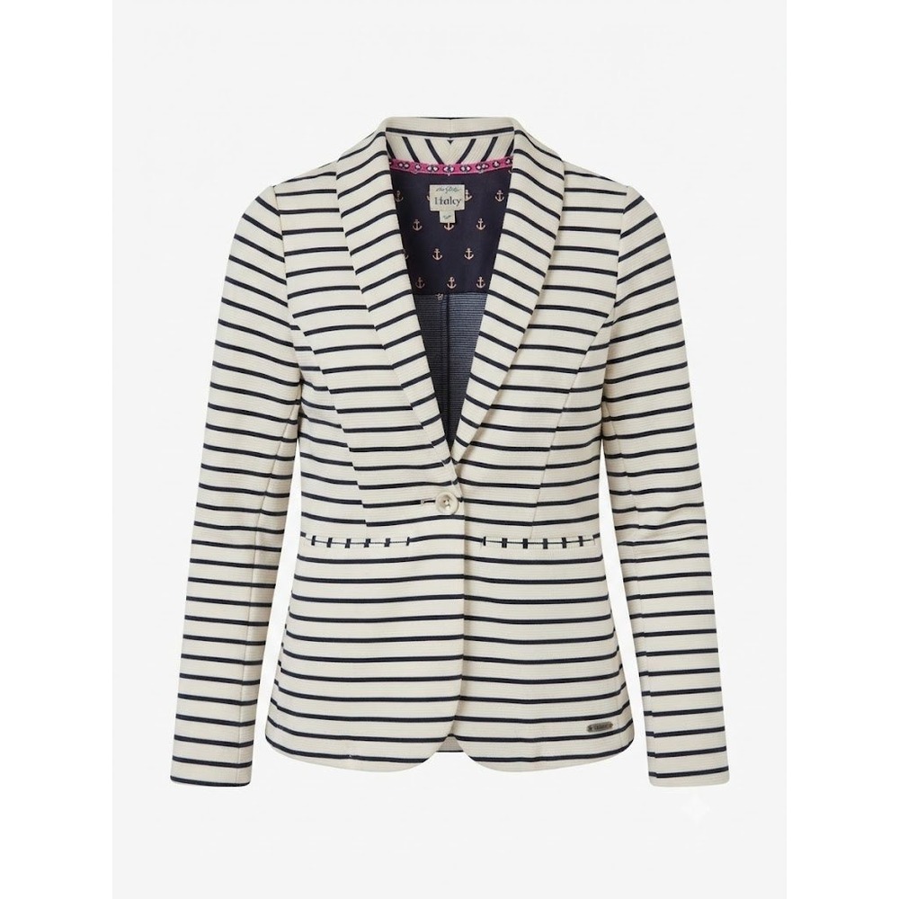 Hatley Womens SP Perfect Fit Blazer Navy White Striped Nautical Coastal Preppy